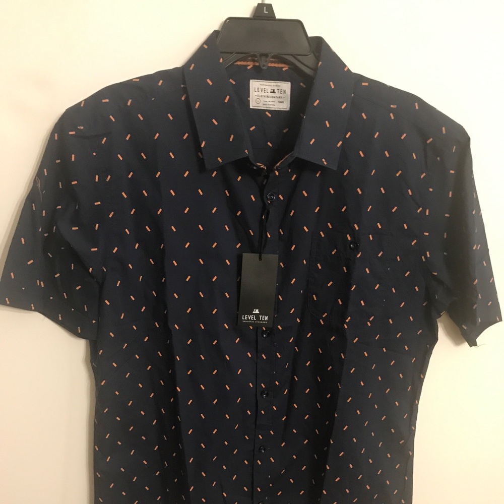 LEVEL TEN - Navy Blue Confetti Bottom Down Shirt